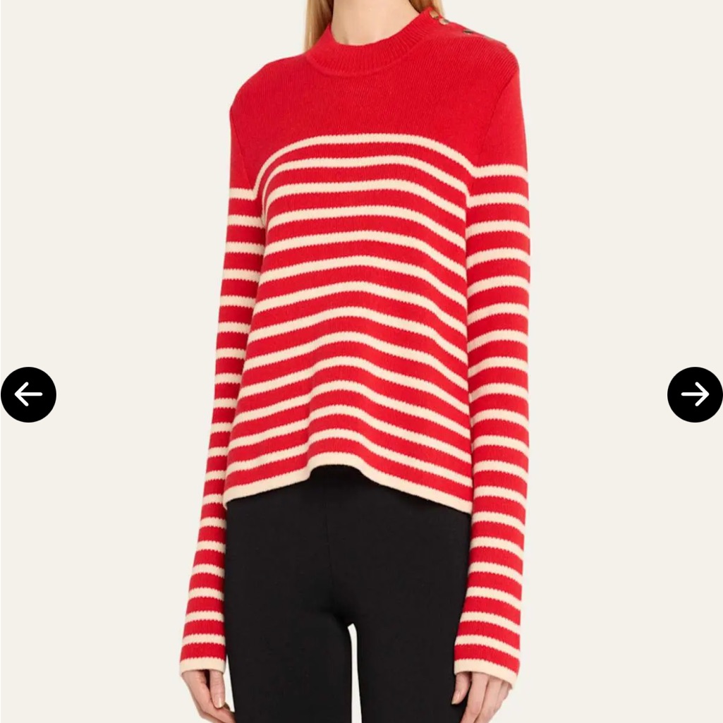 Nwt Altuzarra Oz Cashmere Blend Striped Sweater In Grenad/Ivry Sz L Luxury
